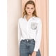 thumbnail image 3 of Allegra K Blusa Bolsillo De Lentejuelas Manga Larga Botones Arriba Camisa Trabajo Casual Para Mujer Blanco S Allegra K Camisa, 3 of 6