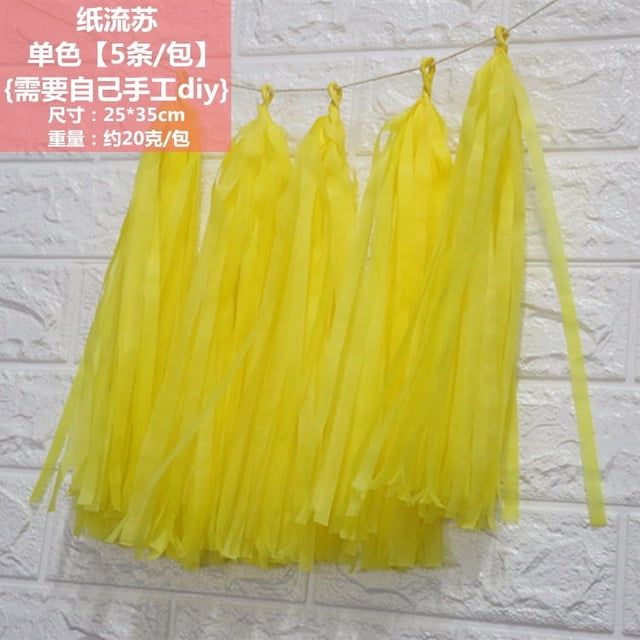 Nvzi Guirnalda de borlas de color amarillo limón, 25 unidades, guirnalda de borlas de papel de seda para decoración de fiestas, cumpleaños, bodas, baby shower, decoración de mesa