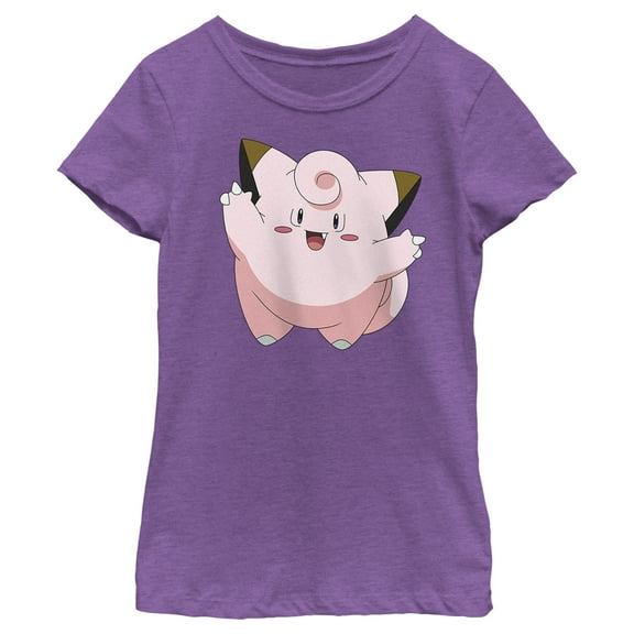 Girl's Pokemon Clefairy Large Portrait  Graphic Tee Purple Berry Large
