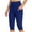 Blue, variant on Hot6sl Women's Knee Length Leggings High Waisted Yoga Workout Exercise Capris for Casual Summer With Pockets H4486112