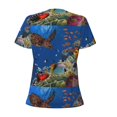 thumbnail image 4 of Naloa Colorful Coral Reef Print T-Shirts Short Sleeve V Neck Tees for Women Fashion Tops Trendy Lightweight Soft Casual Summer Outfits Clothes, 4 of 5