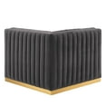 thumbnail image 4 of Modular Sofa Corner Chair, Grey Gray Gold, Velvet, French Living Lounge Cafe Lobby Hospitality Restaurant, Modern Contemporary Boutique HB33789, 4 of 6