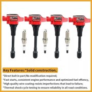 4 pack UF549 Ignition Coils pack and Spark Plug Fit for Nissan Altima Sentra Rogue Versa