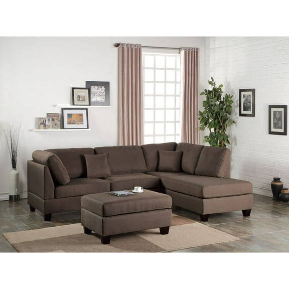 Contemporary Sectional Sofa Set with Ottoman - Cool Modern Living Room Furniture