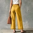 thumbnail image 5 of Dolkfu Pants for Women Trendy Ruffle Yellow Wide-Leg Cropped Mid-Waist Joggers Pants Loungewear Modern Elastic Waist Solid Pants Yellow,Xl, 5 of 6
