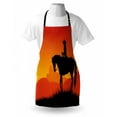 thumbnail image 4 of Silhouette Apron, Lonely Cowboy at Hill on Horseback Heroic Sunset View Print, Unisex Kitchen Bib with Adjustable Neck for Cooking Gardening, Adult Size, Black Vermilion, by Ambesonne, 4 of 4