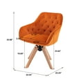 thumbnail image 7 of Swivel Armchair, Mid Century Velvet Accent Chair, Upholstered Reading Chair, Cute Writing Desk Chair, Kitchen Dining Chair, for Home Office Living Room Bedroom, Orange, 7 of 7