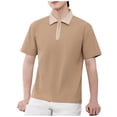thumbnail image 2 of pstuiky Camisas de vestir de manga corta para hombre, Camisa de manga corta con cuello vuelto y cremallera informal de color liso para hombre camisas casuales para hombre m, 2 of 7