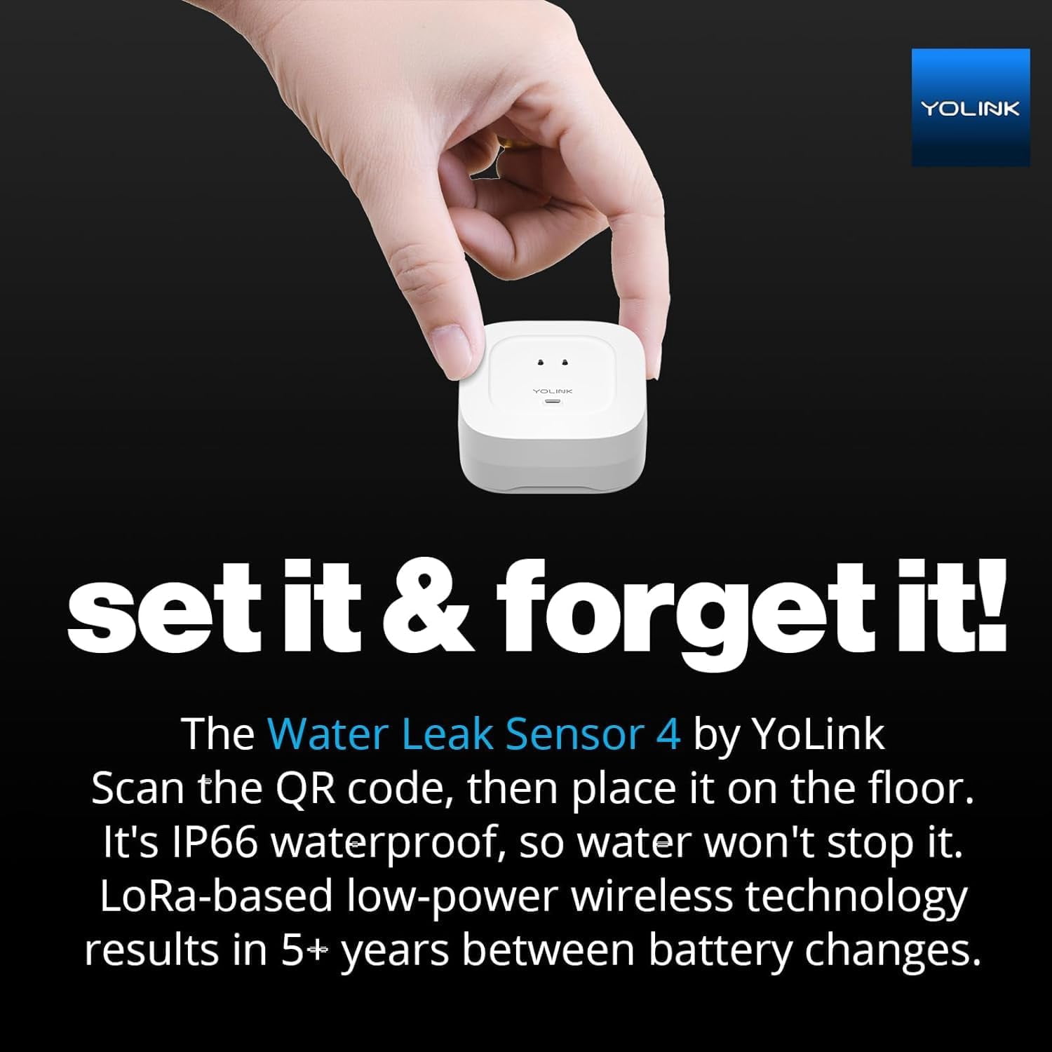 YoLink Smart Home Starter Kit: Hub & Water Leak Sensor 4 with 105dB Audio Alarm 3-Pack, SMS/Text, Email & Push Notifications, Freeze Warning, LoRa Up to 1/4 Mile Open-Air Range, w/Alexa, IFTTT