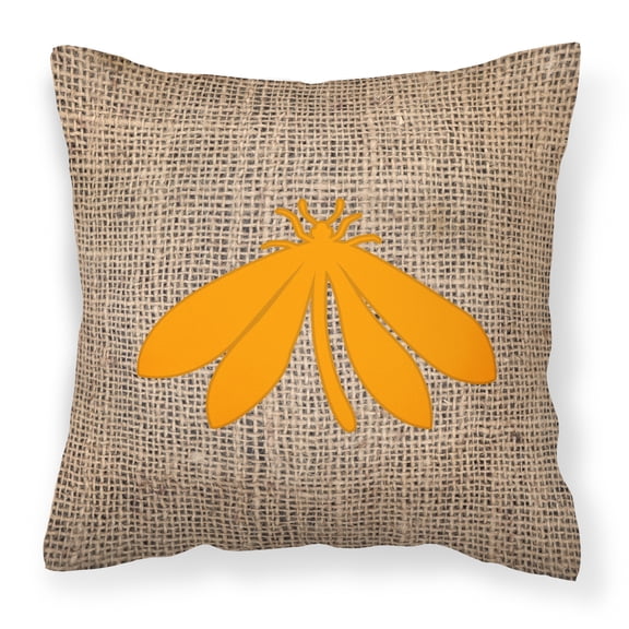 Carolines Treasures BB1060-BL-OR-PW1414 Moth Burlap and Orange   Canvas Fabric Decorative Pillow BB1060 14Hx14W