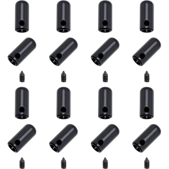 30 Sets Shoelace Aglets Screws Aglets Tips Lace Cords End Black Seamless Tip Head Replacement End