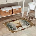 thumbnail image 2 of FJPT Non Slip Flannel Polyester Floor Mat Christmas Deer Design With Snowflakes And Holly For Bathroom Kitchen Bedroom Decor 16x24 inch, 2 of 5