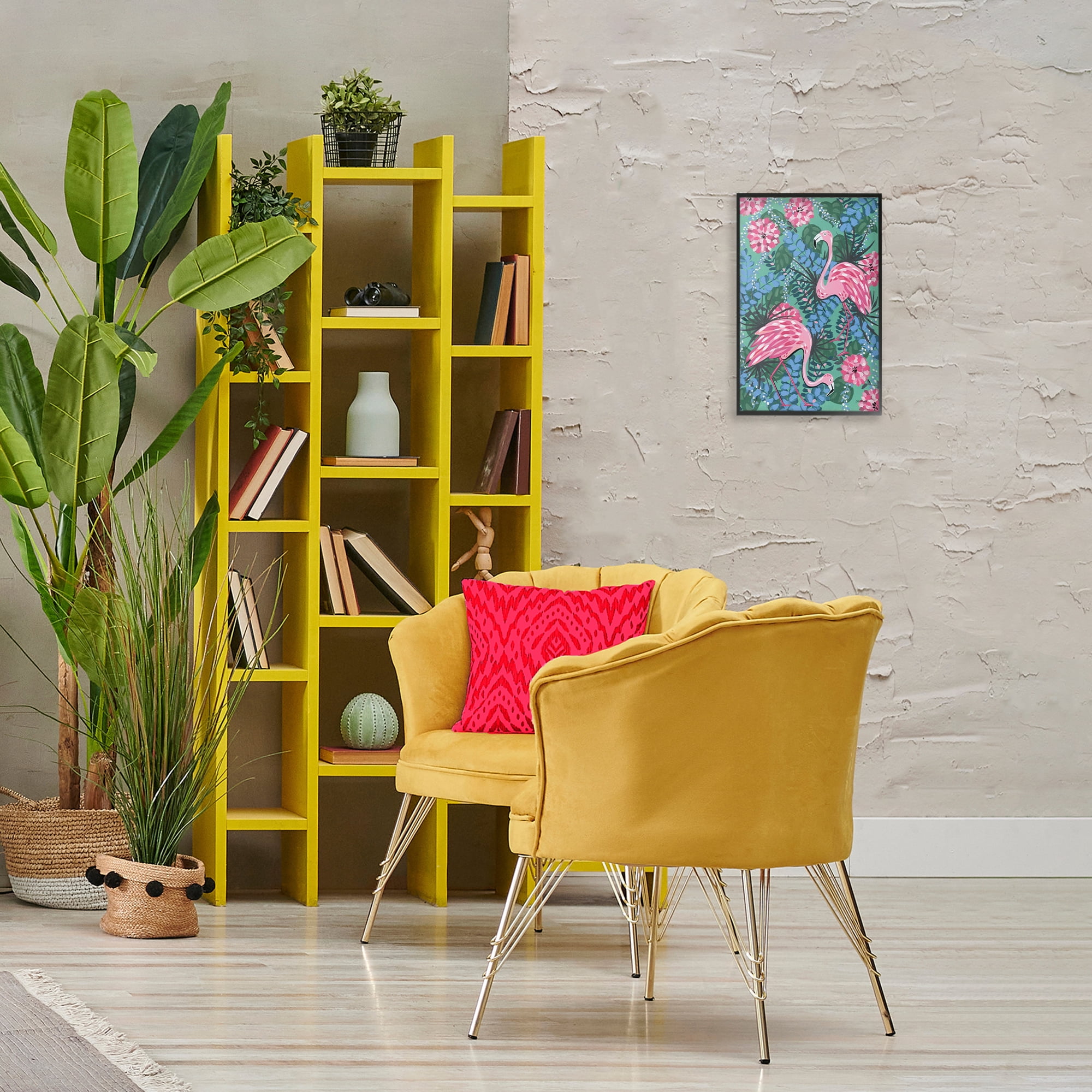 Stupell Industries Maximalist Flamingos Pattern Animals & Insects Painting Black Framed Art Print Wall Art, 12 x 18