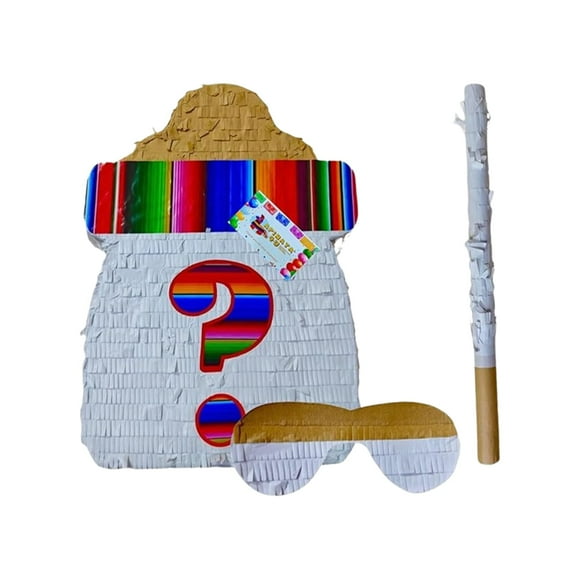 APINATA4U Gender Reveal Pinata Kit (17.5x13.5x3.5 Inch) - Baby Bottle Shape for Fiesta Theme - Complete with Stick and Mask - Cinco de Mayo Celebration Fun!