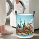 thumbnail image 5 of Balery Iconic Global Landmarks Cesta de ropa redonda con asas, impermeable, independiente, para ropa, juguetes, dormitorio y familia-Medium, 5 of 6