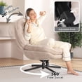 thumbnail image 5 of Pmango 1 Pack 360°Free Swivel Accent Chair for Living Room, Slightly 20°Rocking, 24" High Backrest Upholstered Armchair, Ergonomic Design, Chenille Breathable Soft Fabric Modern Single Sofa, Beige, 5 of 8
