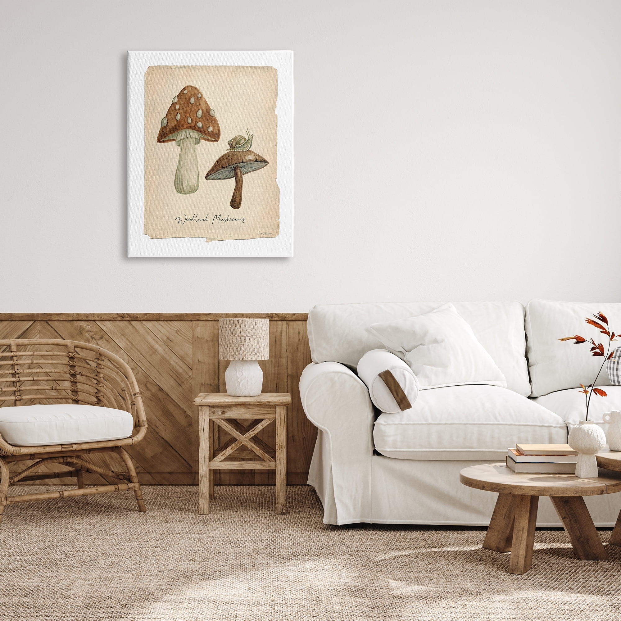 Stupell Industries Woodland Mushrooms & Snail Botanical & Floral Painting Gallery Wrapped Canvas Art Print Wall Art, 30 x 40