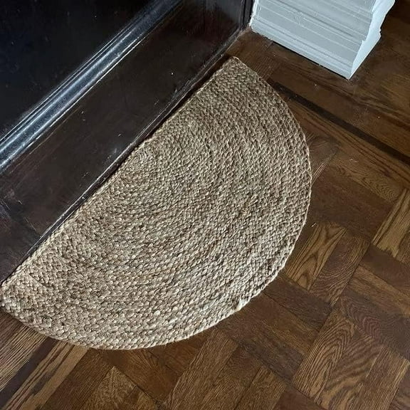 Indian Handmade Natural Jute Outdoor Welcome Mat Floor Carpet Area Rug Door Mat Half Circle Jute Rug