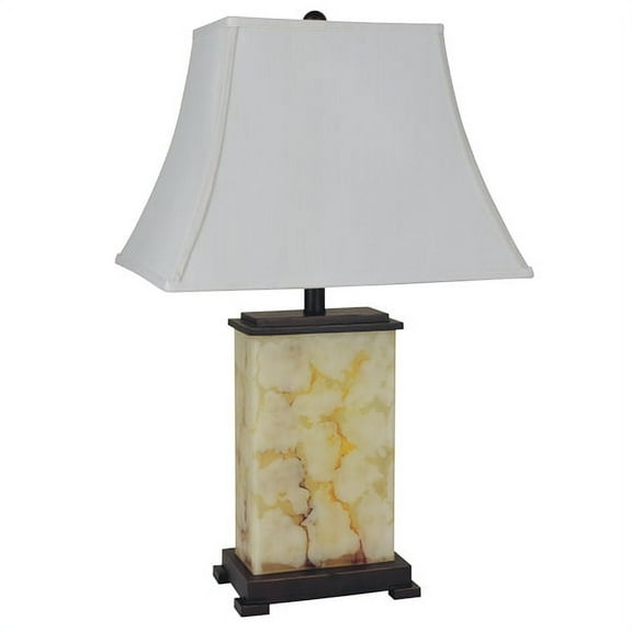 NEW Painted Marble Base with Night Light, 7-watt Bulb Included, White Fabric Shade, Socket Switch, 28" Table Lamp 8304