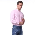 thumbnail image 3 of Men Pure Color Oxford Shirt Business Formal Dress Shirts Long Sleeve Big Size Cloth, 3 of 8
