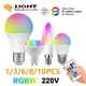 thumbnail image 2 of Bombilla LED con control remoto, foco de atenuación RGBW GU10 A60, G45, C37, AC220V, 6W, 10W, 24 teclas, 6500K, 1-10 piezas, 2 of 4