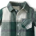 thumbnail image 4 of Ulanda Boys Short Sleeve Plaid Shirt Toddler Button Down Dress Shirts Summer Checkered Clothes for 1-8 Years (Green, 3-6 Months), 4 of 5