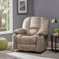 thumbnail image 3 of GDF Studio Brentwood Contemporary Fabric Pillow Tufted Recliner, Latte and Black, 3 of 12