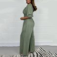 thumbnail image 4 of ZAZYULZ V Neck Jumpsuits for Women Casual Solid Color Jumpsuit Casual Solid Color Jumpsuit Jumpsuit With Sleeves Women's High Waist Pants(Green,Xxl), 4 of 5