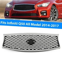 KOJEM Front Grill Fit for 2014-2017 Infiniti Q50 All Model Bumper Upper Hood Grille Painted   Chrome Black & Silvery