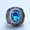 Blue, variant on Mens Titanium Steel Ring with Black Zircon Stone Fashion Simplicity Electroplated Mosaic Wide Band Ring Height 24MM and Width 25MM Ring Jewelry Gift