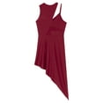 thumbnail image 4 of TiaoBug Womens Lyrical Dance Dresses Sleeveless Asymmetrical Ballroom Tango Latin Dance Dress Burgundy M, 4 of 7