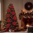 thumbnail image 2 of Burgundy Christmas Poinsettia Artificial Flowers, Shining Glitter Artificial Flower for Xmas Tree, 3.54" Poinsettia Glitter Ornament, Xmas Tree Decoration, Christmas Tree Hanging Flower, Party Decor, 2 of 5