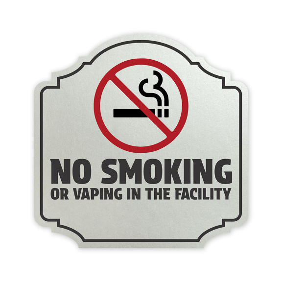 Heritage Plus No Smoking or Vaping in The Facility Wall or Door Sign | Business Hygiene and Safety Sign | Stylish Design - Large