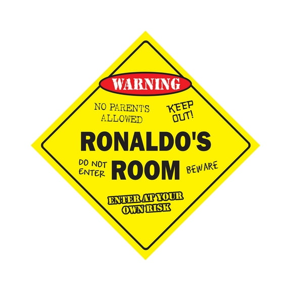 SignMission X-Ronaldos Room 12 x 12 in. Crossing Zone Xing Room Sign - Ronaldos