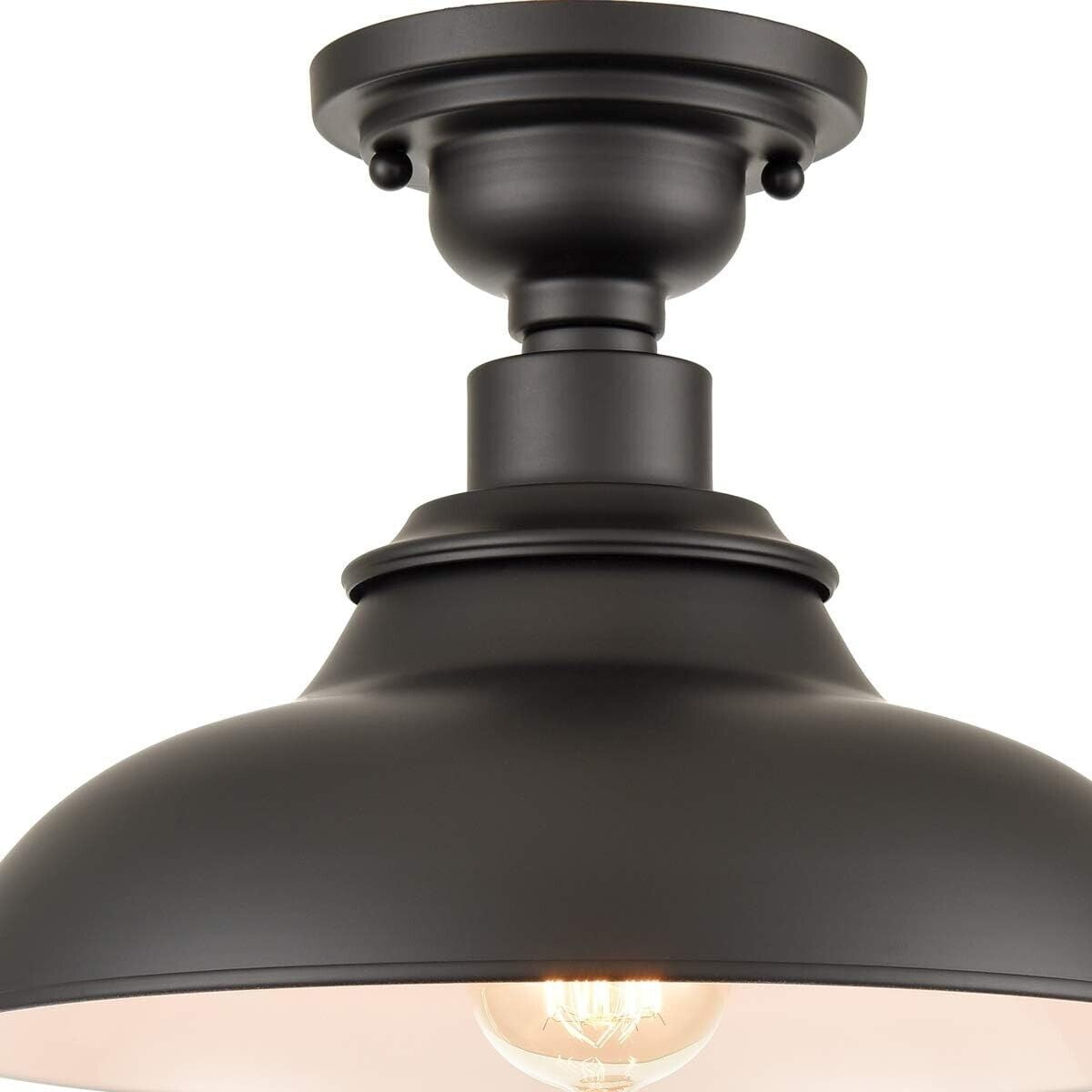 Claxy 12" Black Semi Flush Mount Barn Ceiling Light Fixture