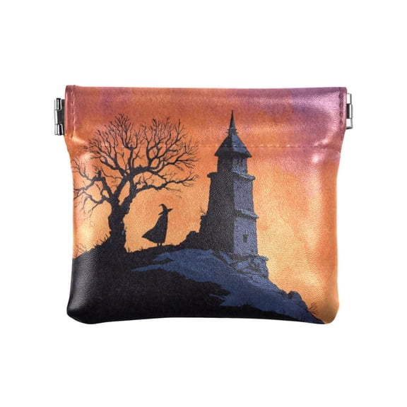 Leather Coin Wallet 4.33x3.74 Inch Portable Coin Wallet Coin Wallet Paper Wallet Card Wallet Storage Wallet Stylish and Sophisticated Beautiful Halloween Night