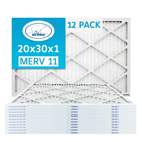 20x30x1 Air Filter MERV 11 (2-Pack) TRION Air Bear Pleated HVAC Air Filters Replacement (Actual Size 19.5 x 29.5 x .75)
