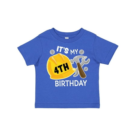 

Inktastic Its My 4th Birthday with Construction Tools Boys Toddler T-Shirt
