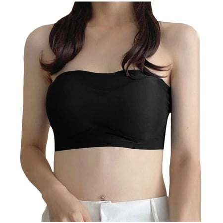 

asdoklhq Bras for Women Womens Plus Size Clearance $5 Ice Silk Strapless Strapless with Traceless Breathable Underwear Inside
