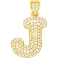 thumbnail image 4 of Floreo 10k Yellow Gold 0.5" Pave CZ Personalized Bubble Alphabet Letter A - Z Initial Charm Pendant with optional Chain Necklace, 4 of 9