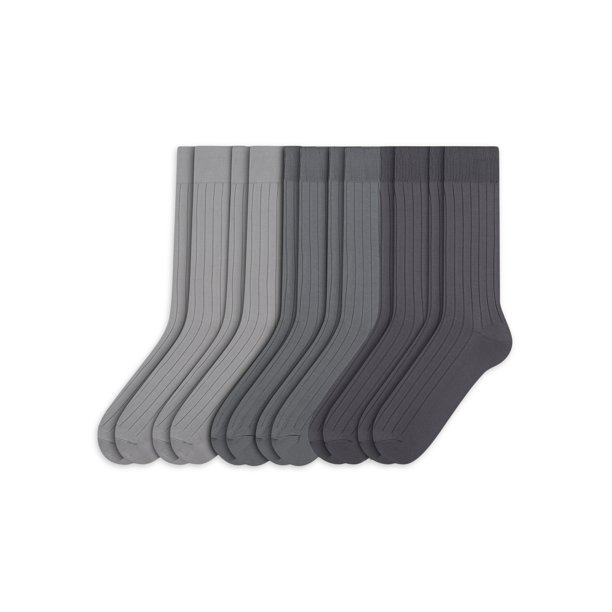 Men's 6 Pack Nylon Rib Crew Socks