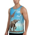 thumbnail image 2 of Easygdp Elephant Giraffe Men's Tank Top, Sleeveless Muscle T Shirts, Breathable, Quick-Dry, Loose for Gym, Running, Fitness - 3X-Large, 2 of 9