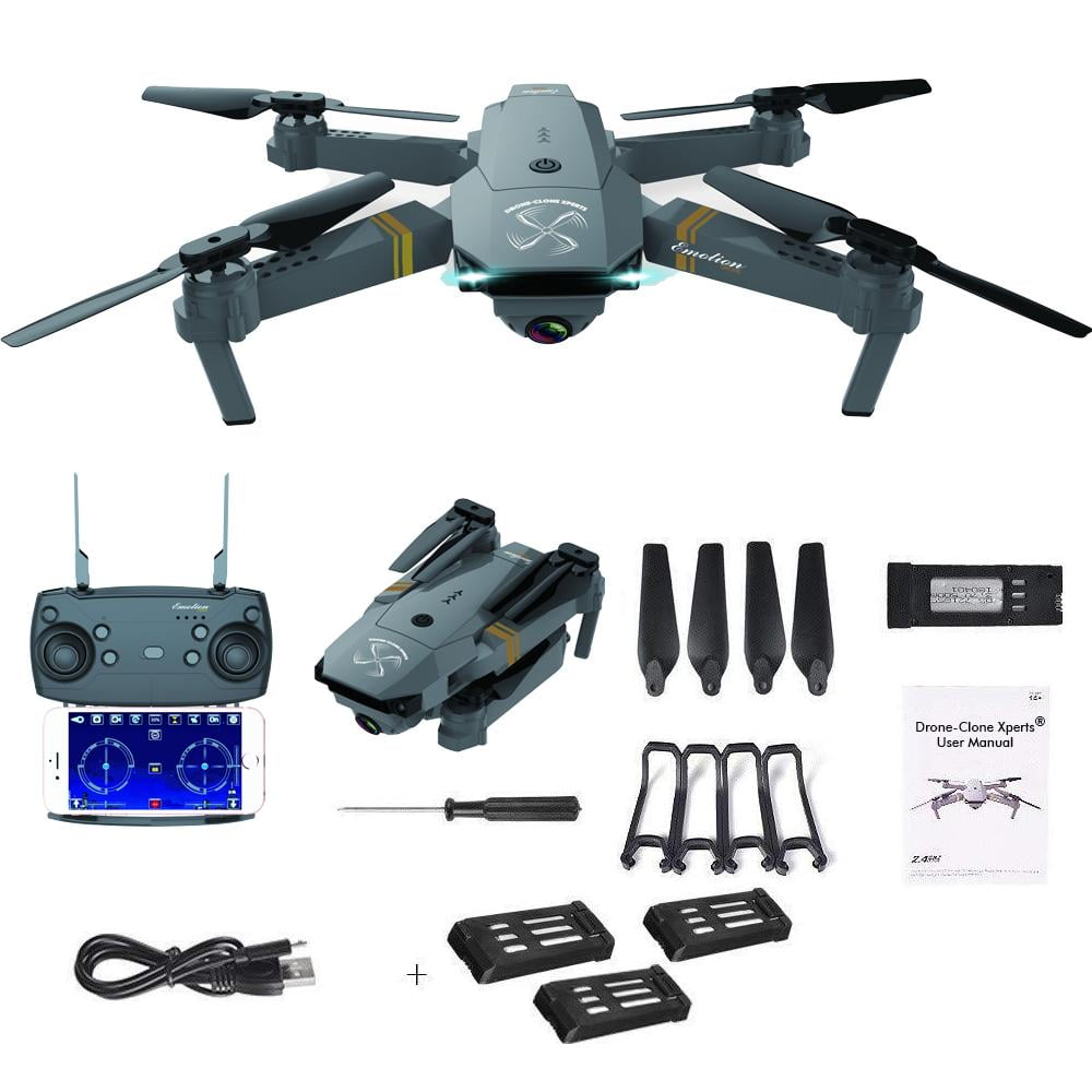 Sporvogn Hindre bakke QuadAir Drone Extreme Upgrade with Extra Batteries HD Camera Live Video  WiFi FPV Voice Command - Walmart.com