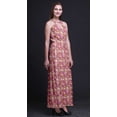 thumbnail image 4 of Bimba Leaves Women Sleeveless Crew Neck Halter Gown With Side Slits Maxi Dress-XXX-Large, 4 of 6