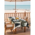 thumbnail image 3 of Rectangle Outdoor Tablecloth With Umbrella Hole And Zipper– Vintage Stitching Waterproof Patio Table Cover for Party, Picnic, Backyard, 52"x70" , Animal Forest Deer Ship Pattern Brown Green, 3 of 8