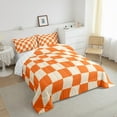thumbnail image 3 of Feelyou Moder Square Abstract Bedding Comforter Set for Kids, Chic Orange Plaid Twin Comforter Sets, Pixelated Blocks Miners Reversible Bedding Set, Ultra Soft Bedroom Decor, 2-Piece, 3 of 8