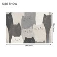 thumbnail image 4 of Yayeee Bath Rugs for Bathroom Floor Set of 2 Non Slip Fluffy Soft Absorbent Mat, Gray Cute Cats, 4 of 7