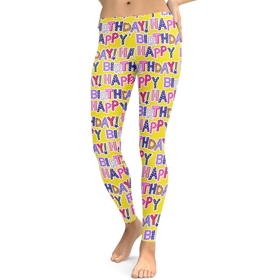 Colorful Birthday Leggings Size: XS for Women | FIERCEPULSE