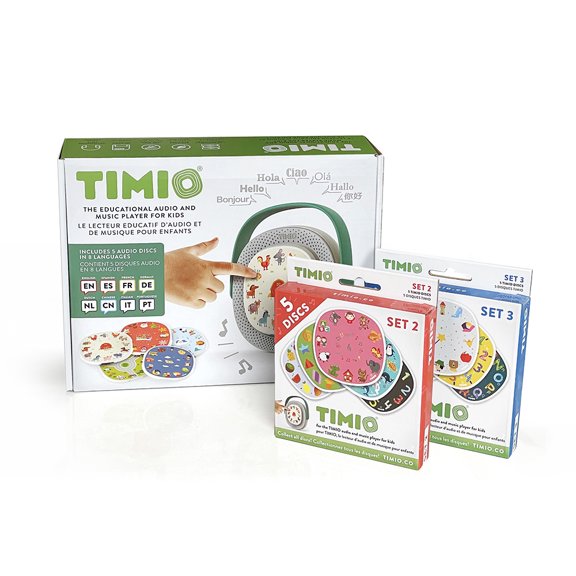 TIMIO Screenless Educational Audio and Music Player   2 Disc Packs (15 Discs Total)