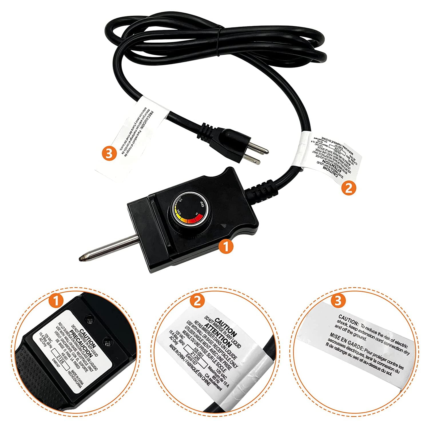 Adjustable Thermostat Probe Power Cord for Masterbuilt Smoker Grill -  AliExpress